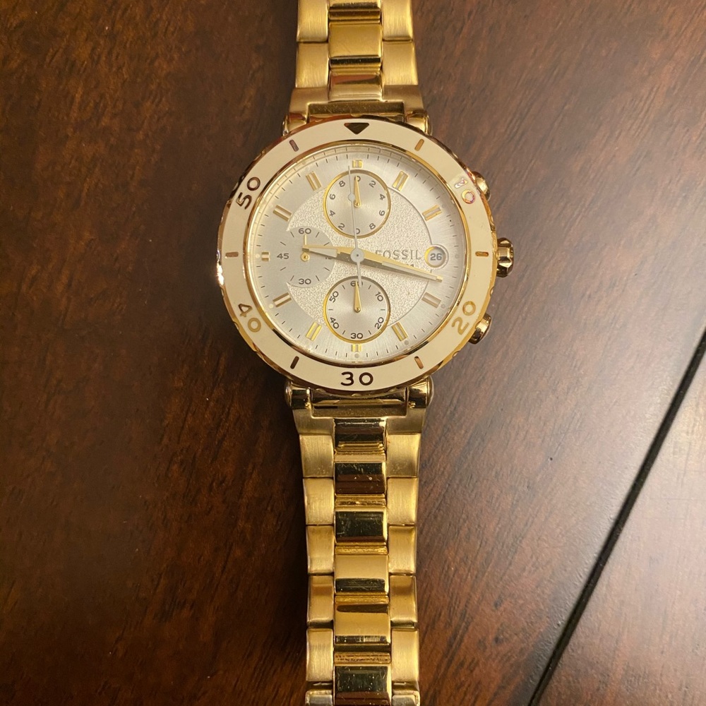 Fossil chronograph goldtone stainless steel watch